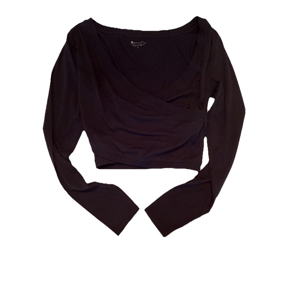Athleta Women's Size Small Black Long Sleeve Crop Top